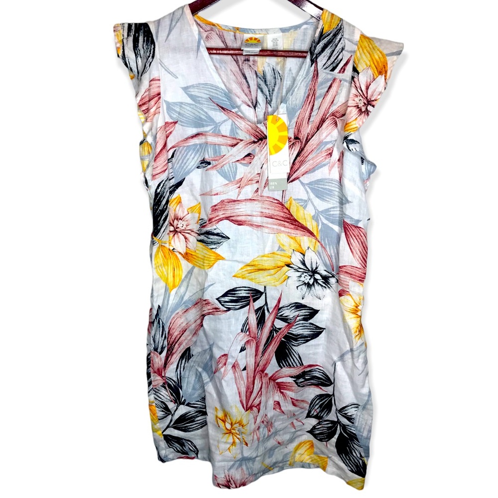 New with tags! C&C California 100% Linen Floral Dress - XS